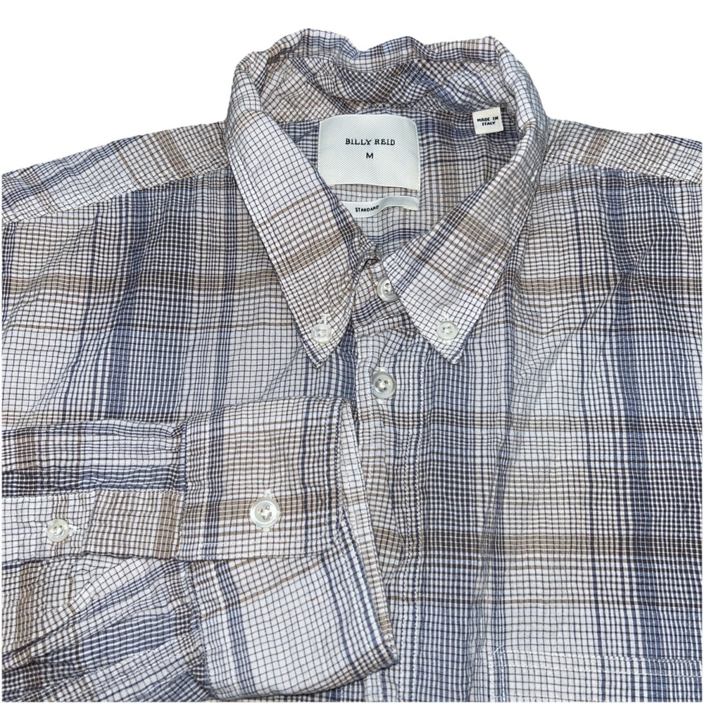 Billy Reid Gauzy Cotton Plaid Button‎ Down Long Sleeve Men's Medium
